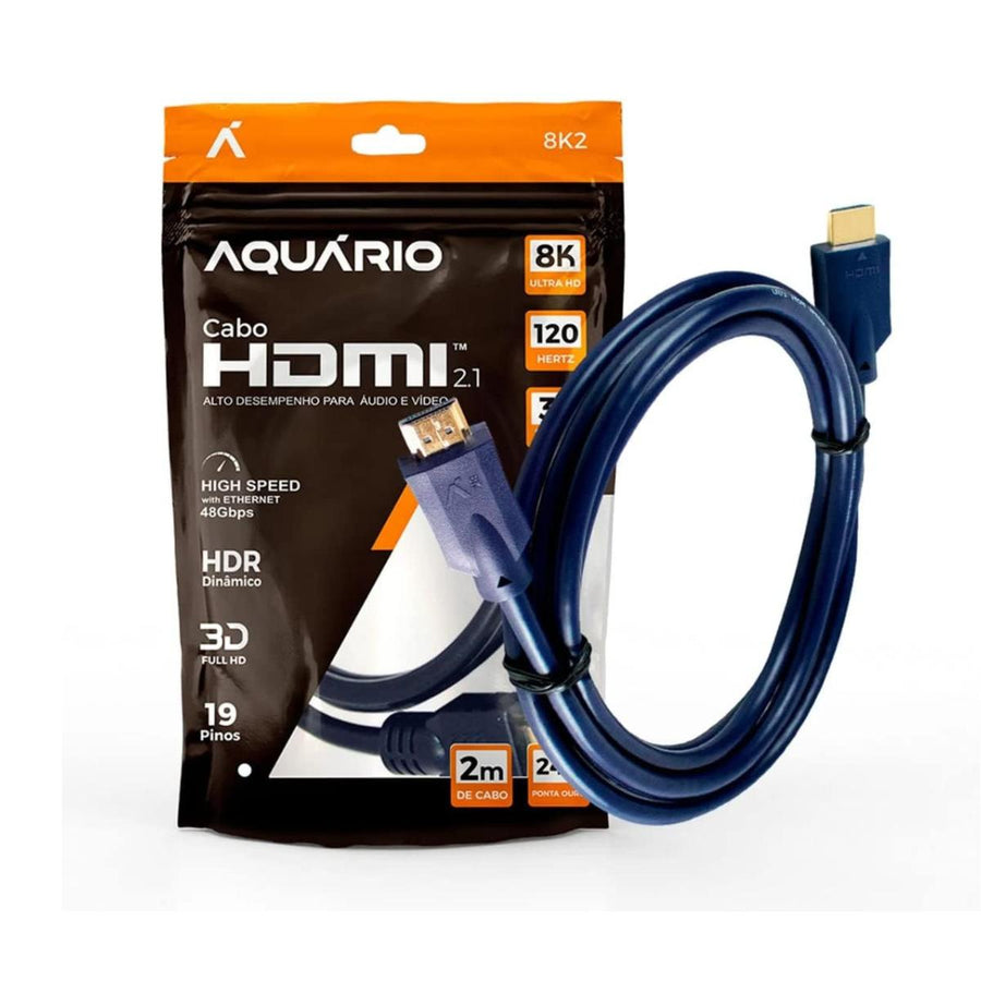 Cabo Hdmi 2.1 8K 3D 19 Pinos 2 Metro Aquario