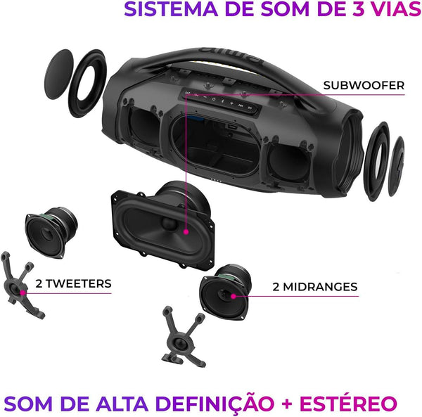 Caixa De Som Portátil Bt Aiwa Boombox Bbs-01Lb 200W 9531-01 Azul Meia Noite