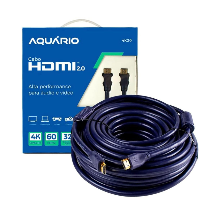 Cabo De Video Hdmi 4K 3D 19 Pinos 20 Metros Aquario