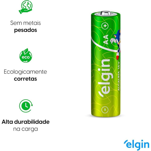 Pilha Alcalina AA Elgin Tubo c/ 24 Unidades