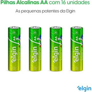 Pilha Alcalina AA Elgin Blister c/ 16 Unidades