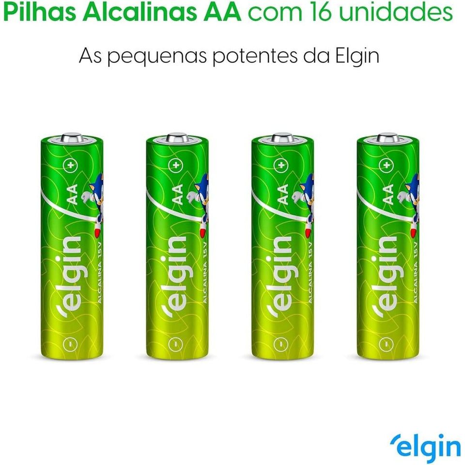 Pilha Alcalina AA Elgin Blister c/ 16 Unidades