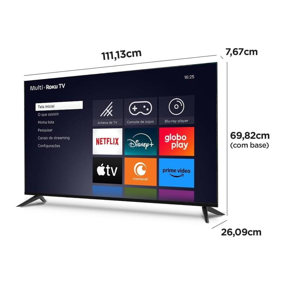 Smart TV QLED Multilaser 50" 4K Roku TL059M