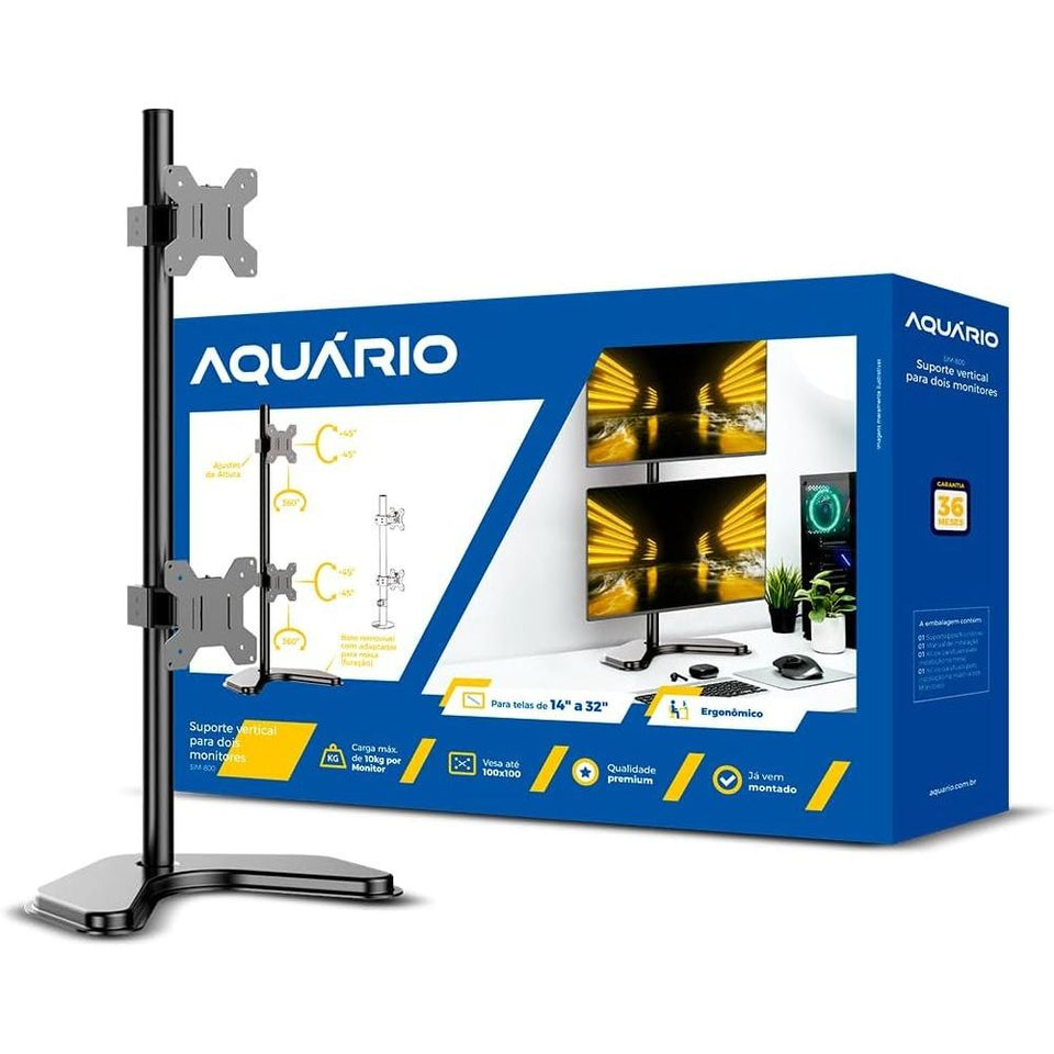 Suporte Vertical Para Dois Monitores 14 A 32 Aquario