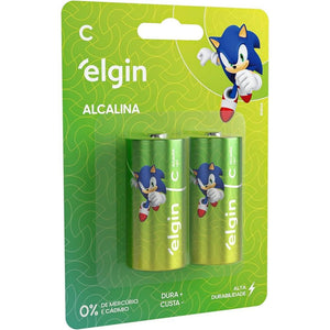 Pilha Alcalina C Média Elgin Blister c/ 2 Unidades