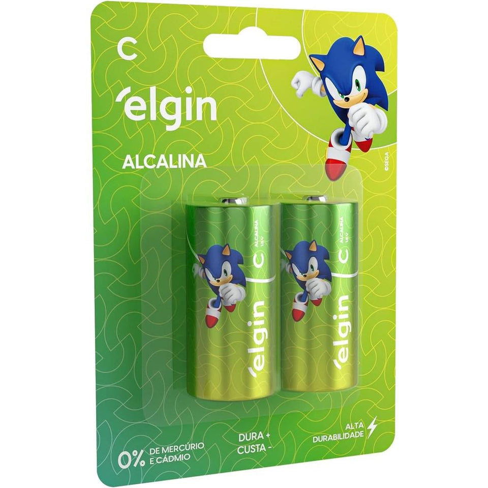 Pilha Alcalina C Média Elgin Blister c/ 2 Unidades