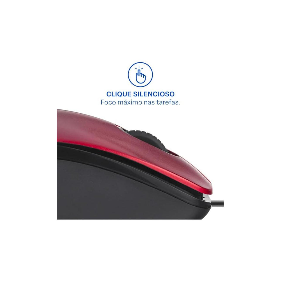 Mouse C Fio Mf400 Mo390 Multilaser Vermelho