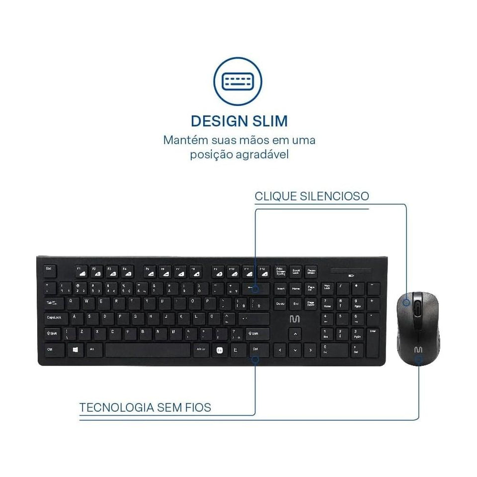 Kit Teclado E Mouse Multi, Sem Fio Tc212