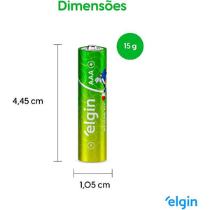 Pilha Alcalina AAA Elgin Blister c/ 4 Unidades