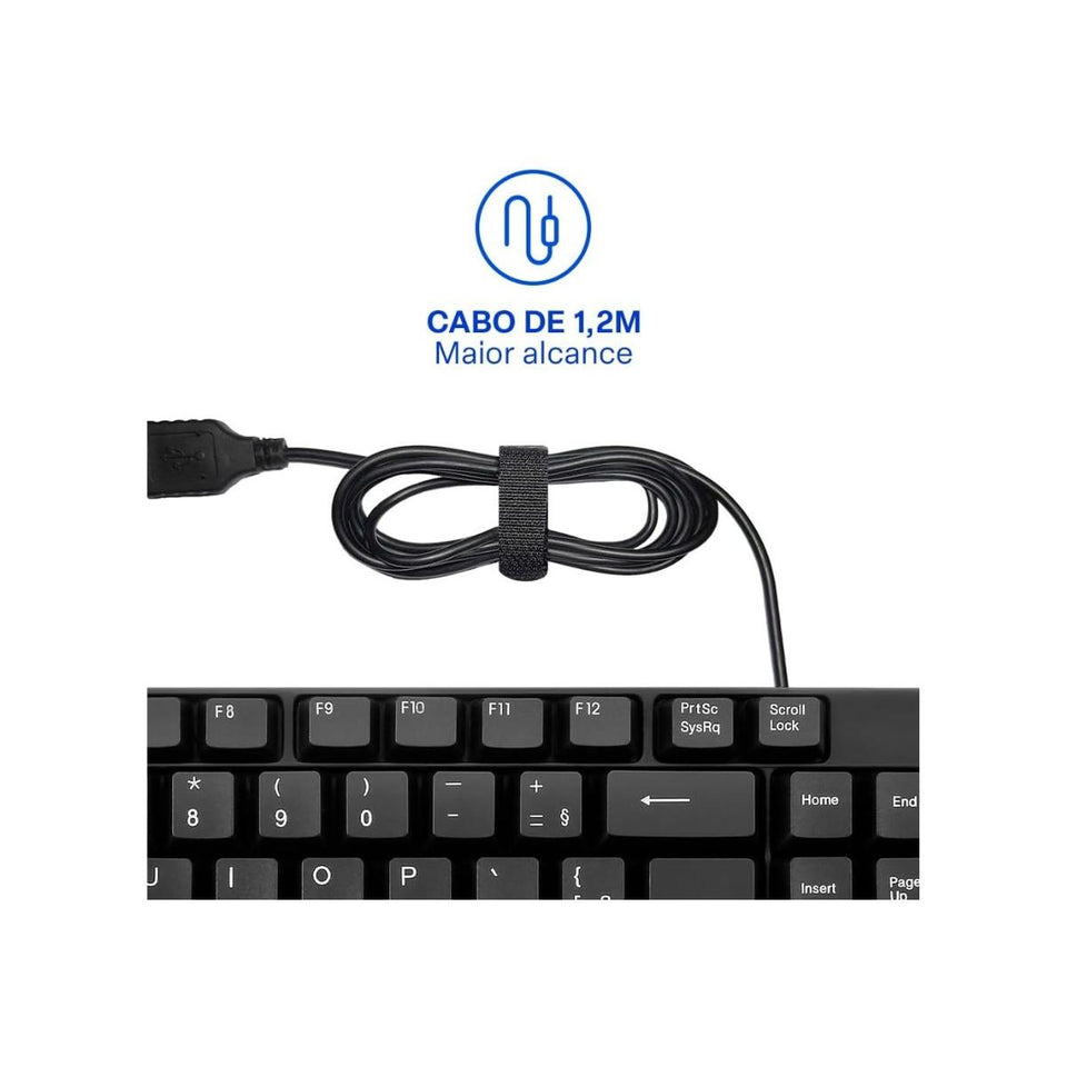Teclado Com Fio Usb Basico Tc193Bu Preto Multilaser
