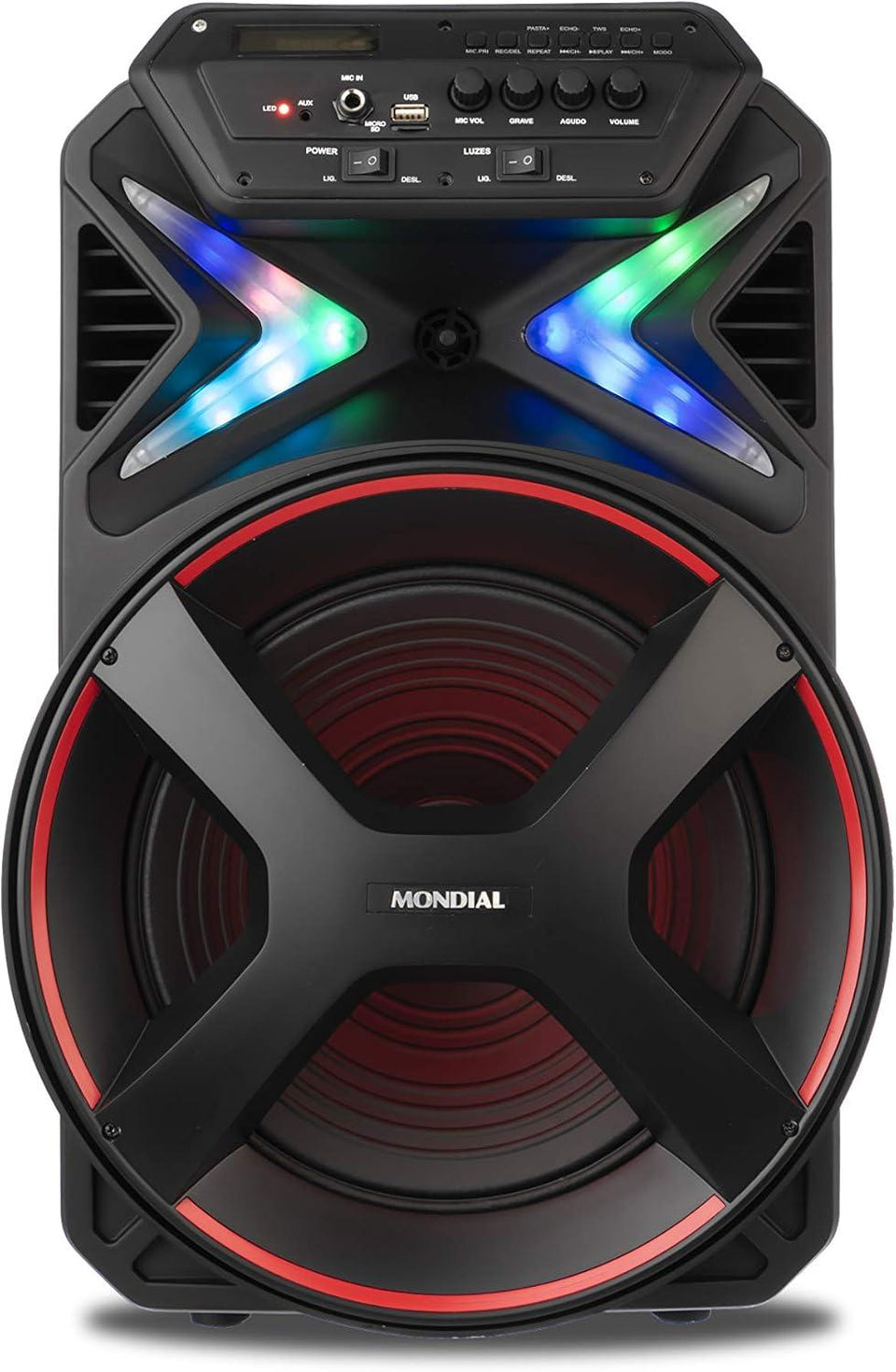 Caixa Amplificada Mondial Cm-400 400w Preto Vermelho