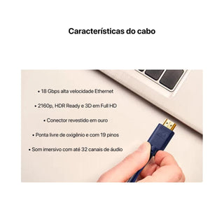Cabo De Video Hdmi 4K 3D 19 Pinos 10 Metros Aquario