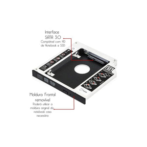 Adaptador Caddy para HD/SSD 9.5mm Exbom