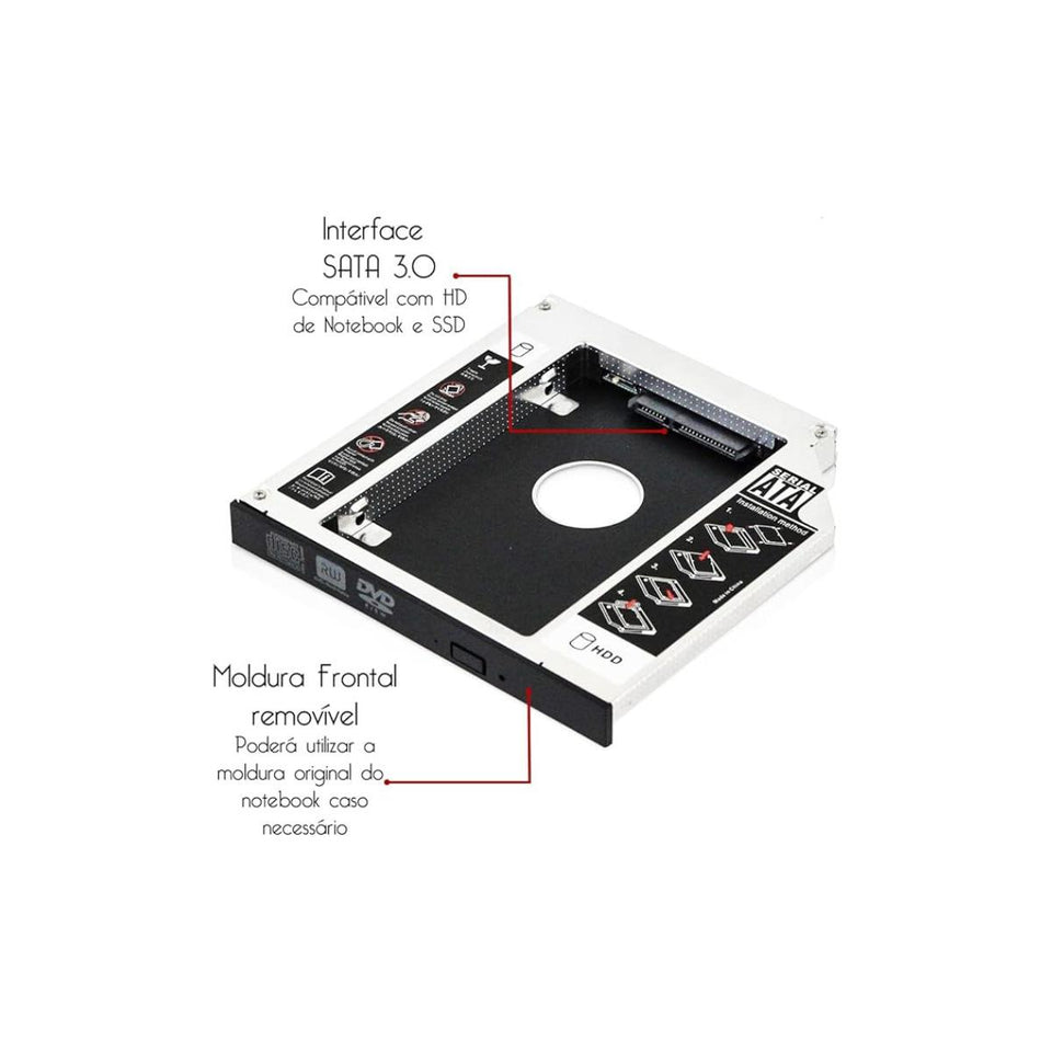Adaptador Caddy para HD/SSD 9.5mm Exbom