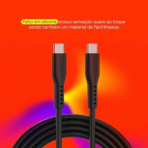Cabo Usb-C Para Usb-C Preto Silicone 1,5M Esc06Sbk Geonav