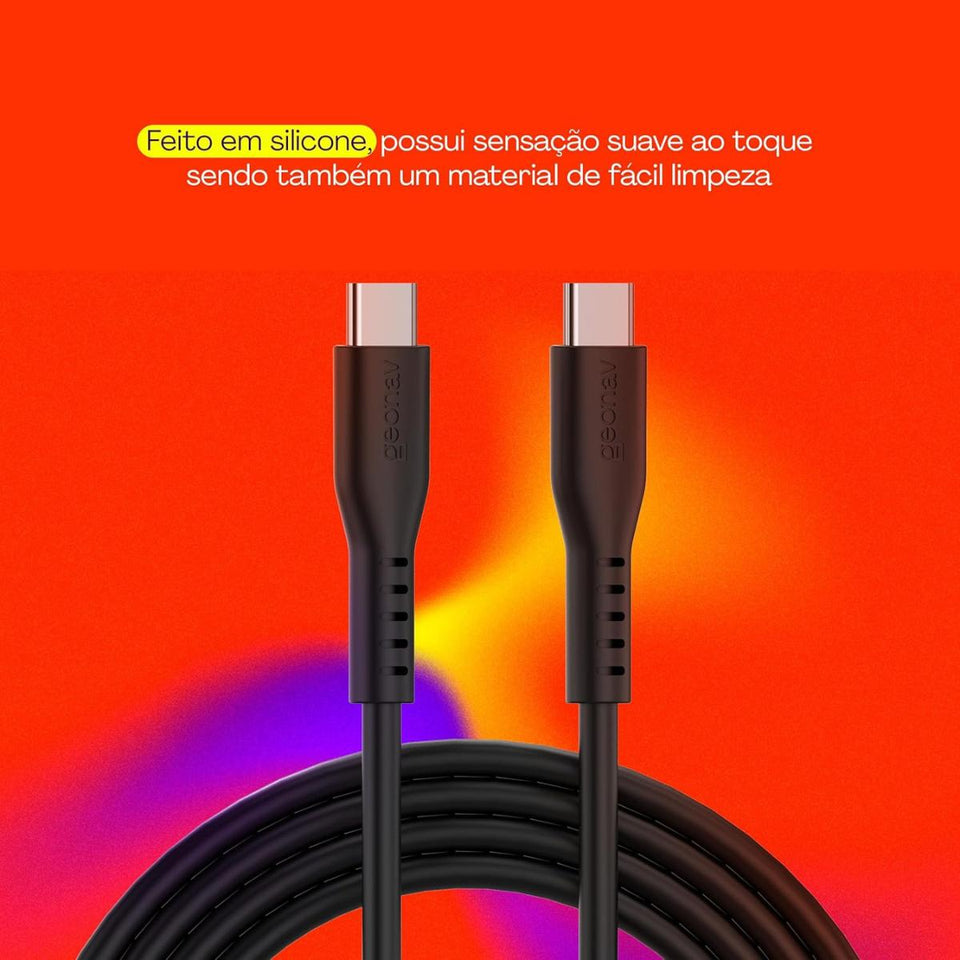 Cabo Usb-C Para Usb-C Preto Silicone 1,5M Esc06Sbk Geonav