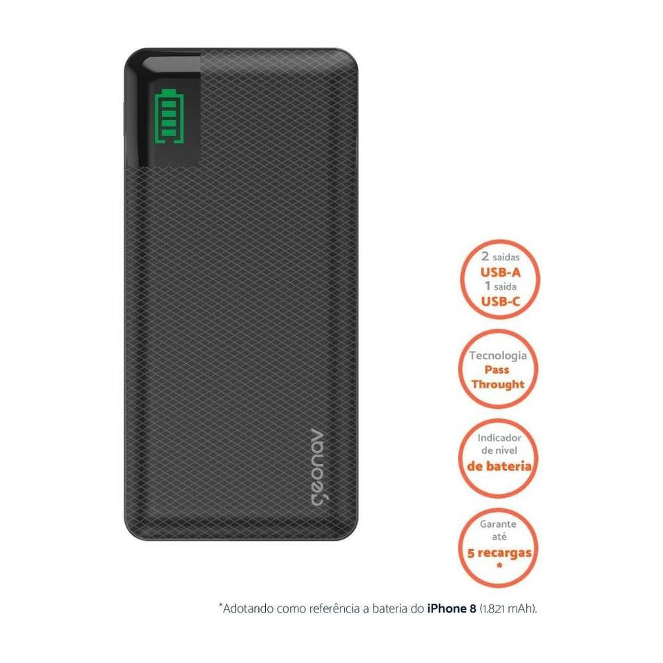 Carregador Portatil Universal 16.000Mah Preto Geonav Pb16Kbk