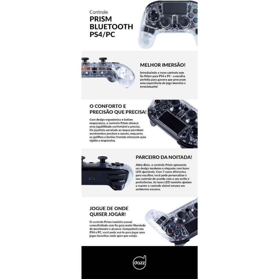 Controle Prism Bluetooth Ps4/Pc Transparante Dazz