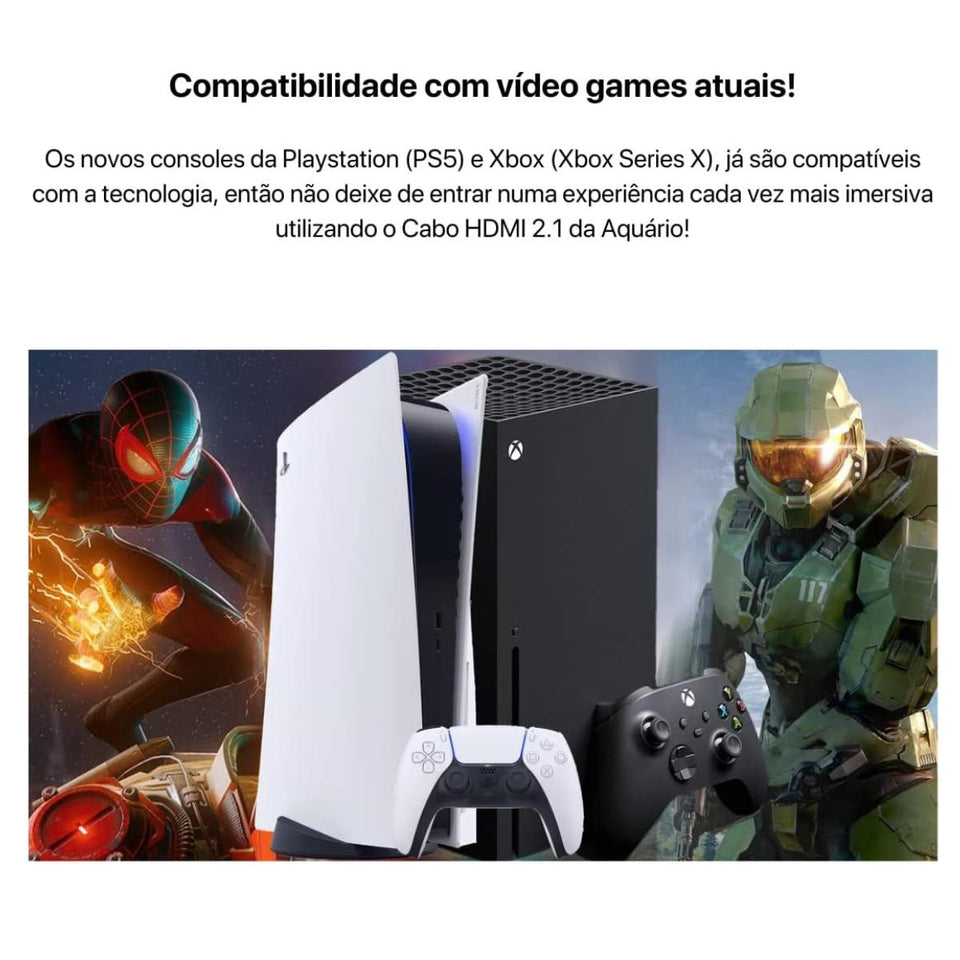 Cabo Hdmi 2.1 8K 3D 19 Pinos 2 Metro Aquario