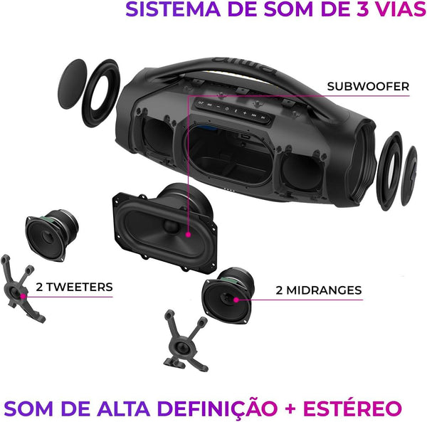 Caixa De Som Aiwa Boombox Bt 200W Preto Aws-Bbs-01-B 4899-01