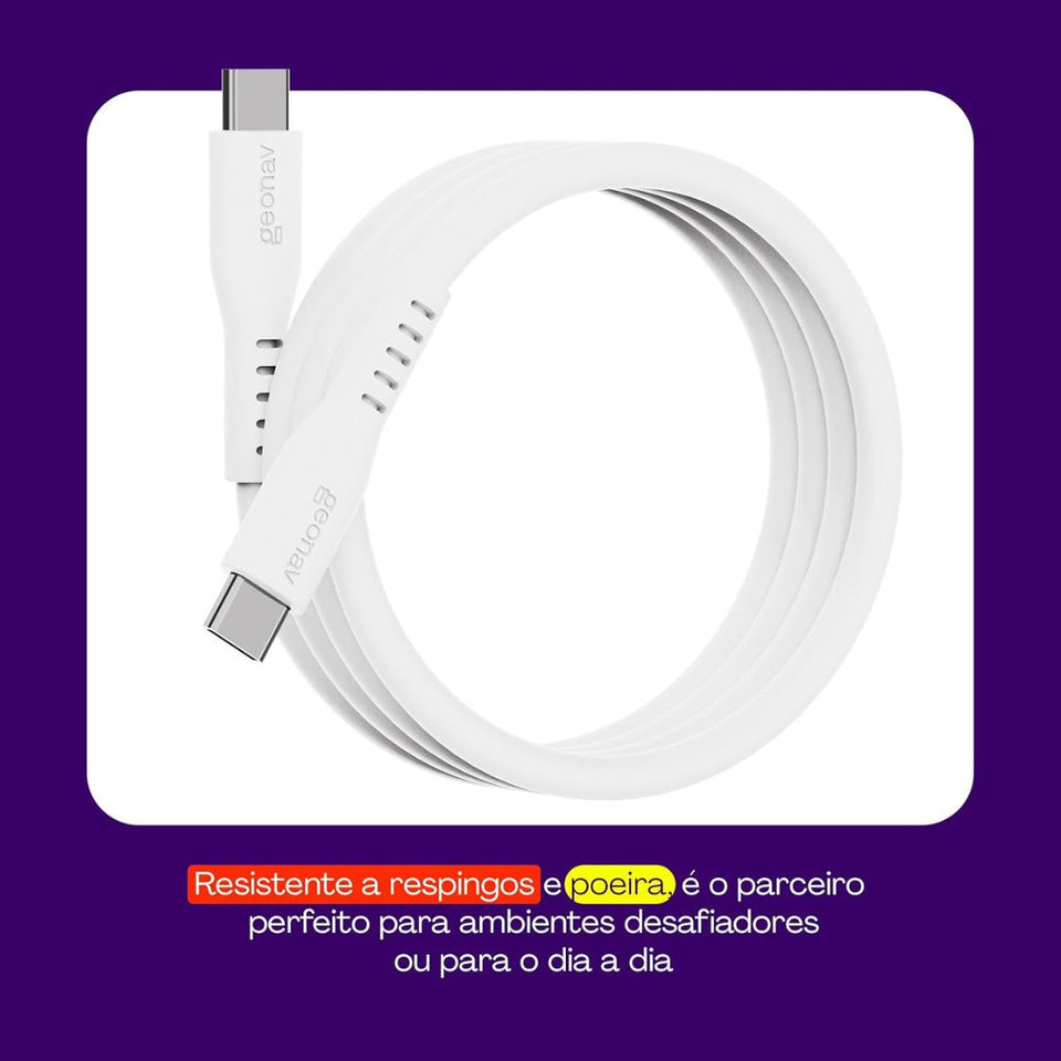 Cabo Usb-C Para Usb-C Branco Silicone 1,5M Esc06Swt Geonav