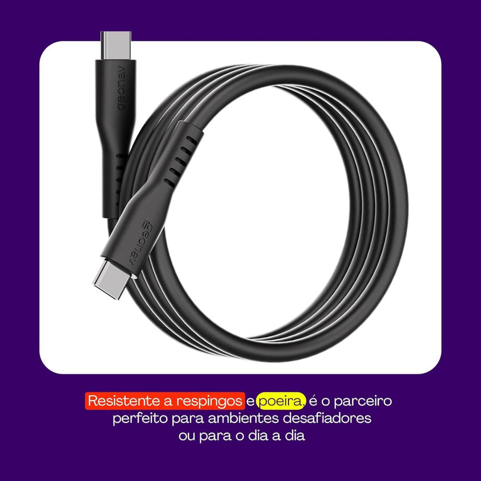 Cabo Usb-C Para Usb-C Preto Silicone 1,5M Esc06Sbk Geonav
