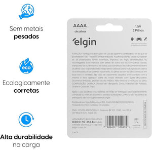 Pilha Alcalina AAAA Elgin Blister c/ 4 Unidades