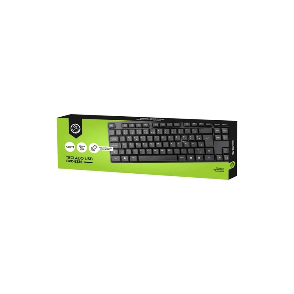 Teclado Com Fio Usb Bpc-8236 Preto Brazilpc