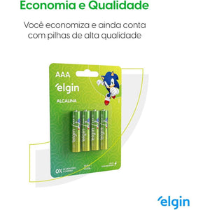 Pilha Alcalina AAA Elgin Blister c/ 4 Unidades