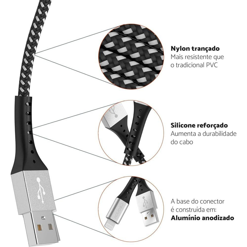 Cabo Usb-A Para Lightning Geonav 1,2M Geonav