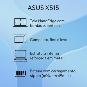 Notebook Asus 15.6 Intel Dual Core 4 Gb 128 Gb Ssd X515ka