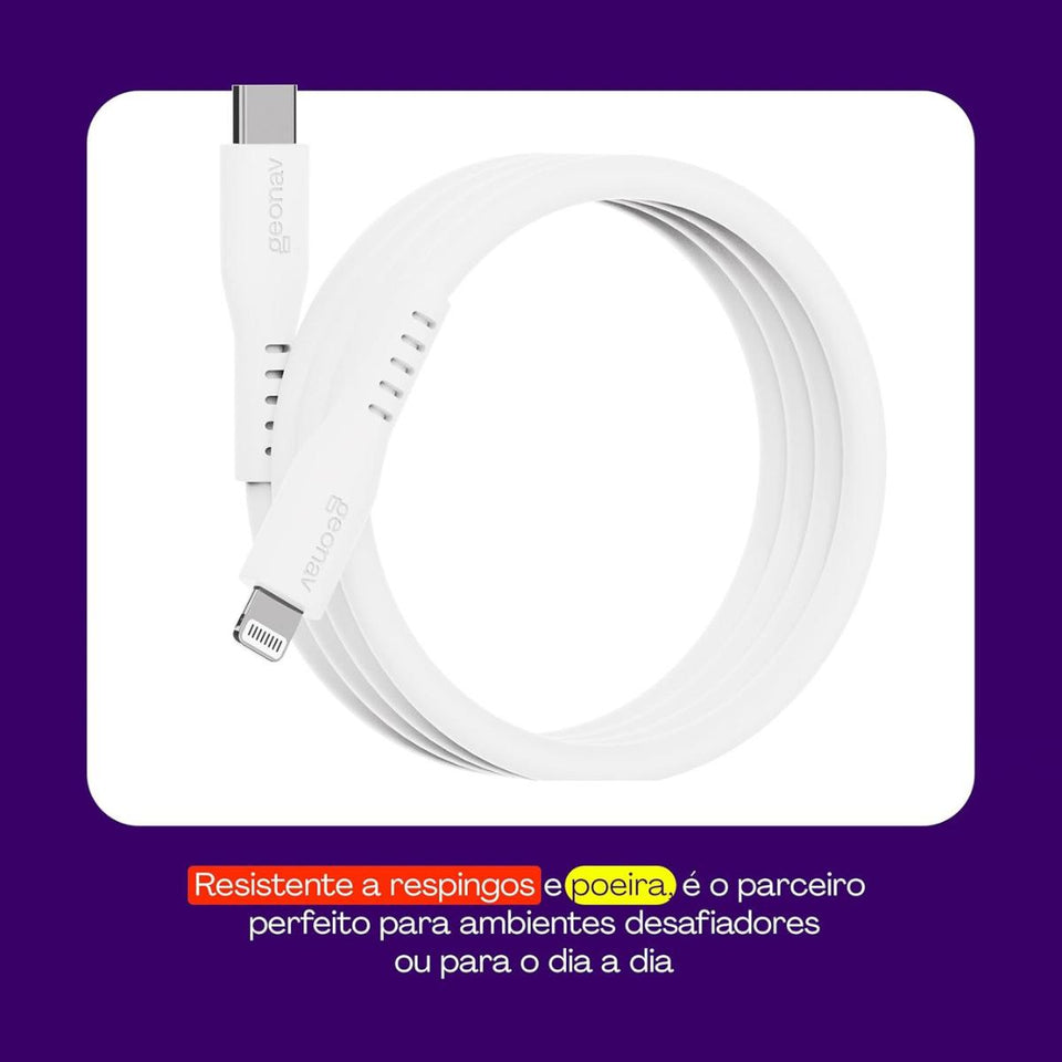 Cabo Usb-C P/Lightning Branco Silicone 1,5M Eslicswt Geonav