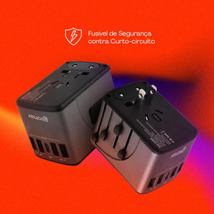 Carregador Adaptador Universal De Viagem 4 Geonav Tlch65Bk