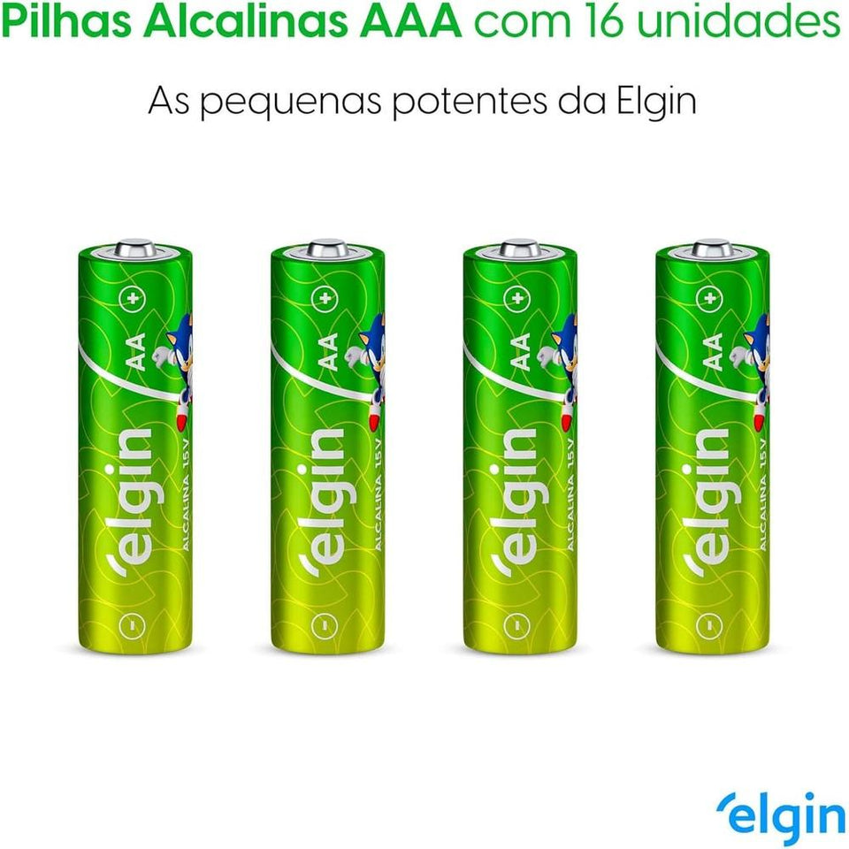 Pilha Alcalina AAA Elgin Blister c/ 16 Unidades