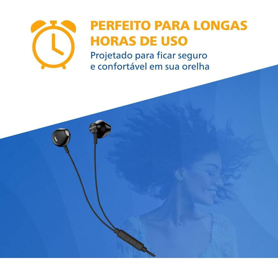 Fone de Ouvido Philips com Microfone TAUE101BK Preto