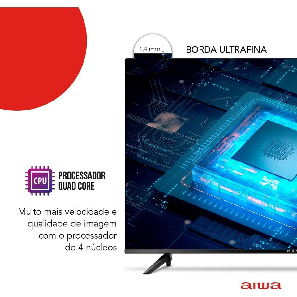 Smart Tv 43 Android Full Hd Aiwa Aws-Tv-43-Bl-02-A Preto