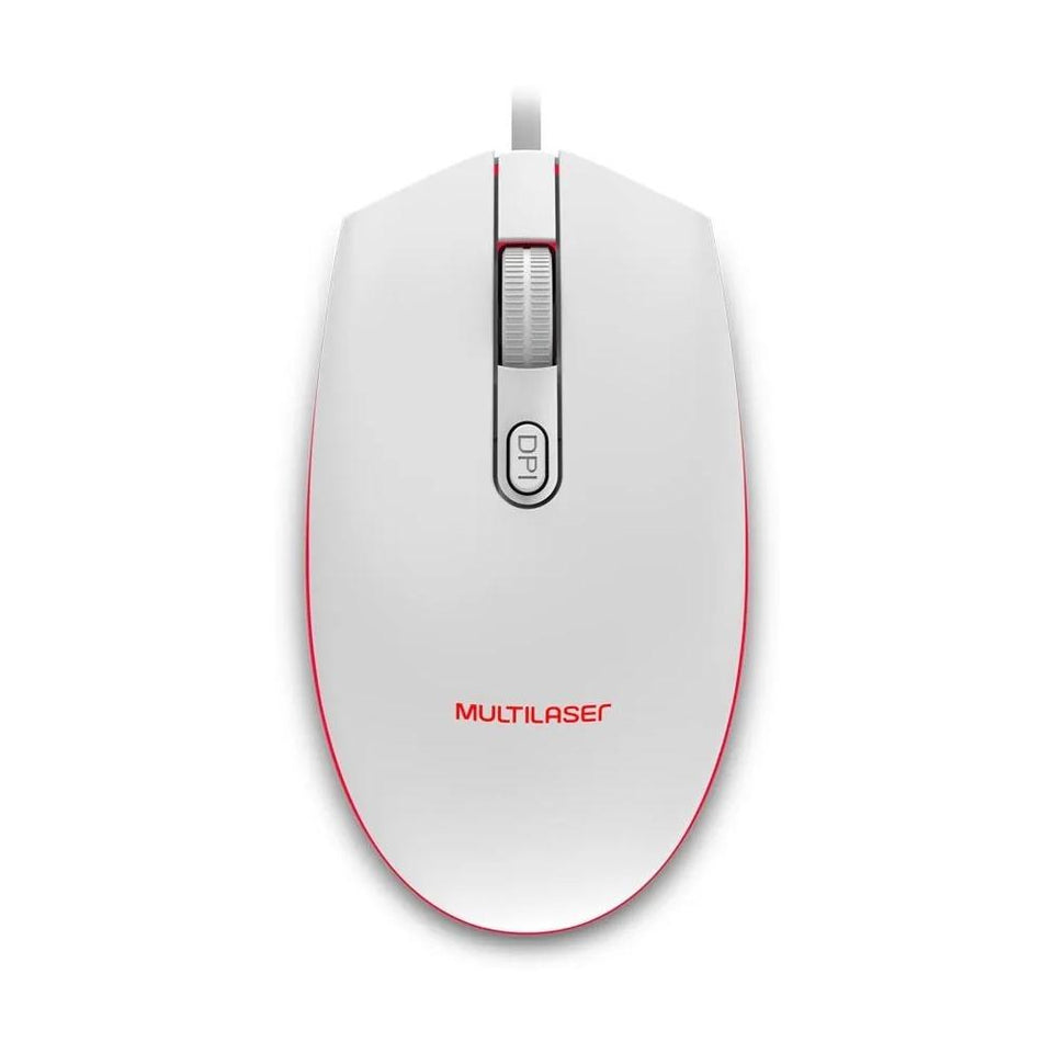 Mouse Gamer Multilaser 2400Dpi Led Branco Mo299