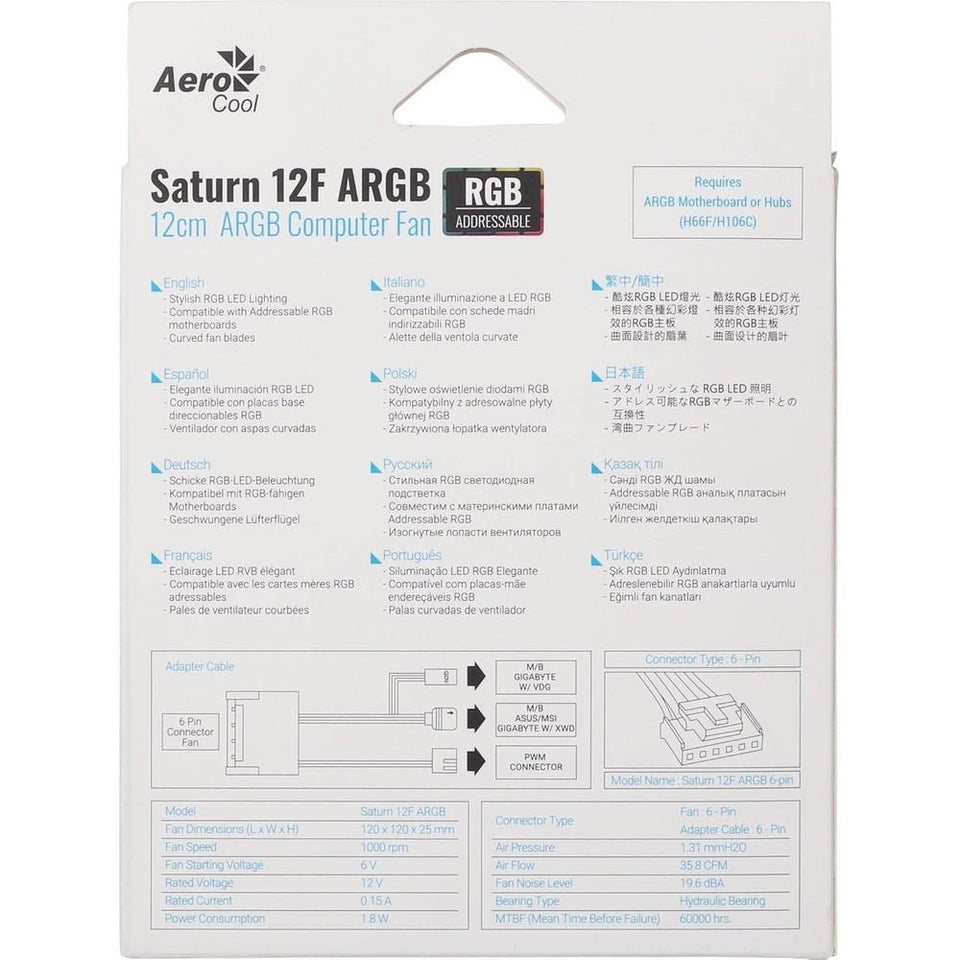 Cooler Fan Aerocool Saturn 12F 12cm ARGB