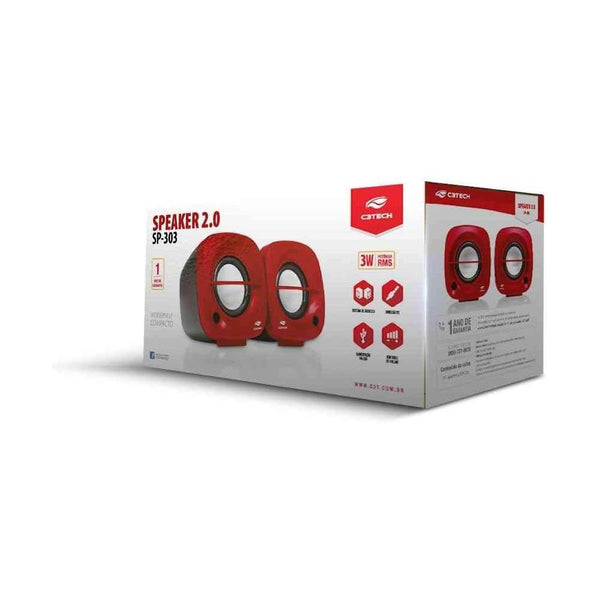 Caixa de Som 2.0 C3Tech SP-303RD Vermelha