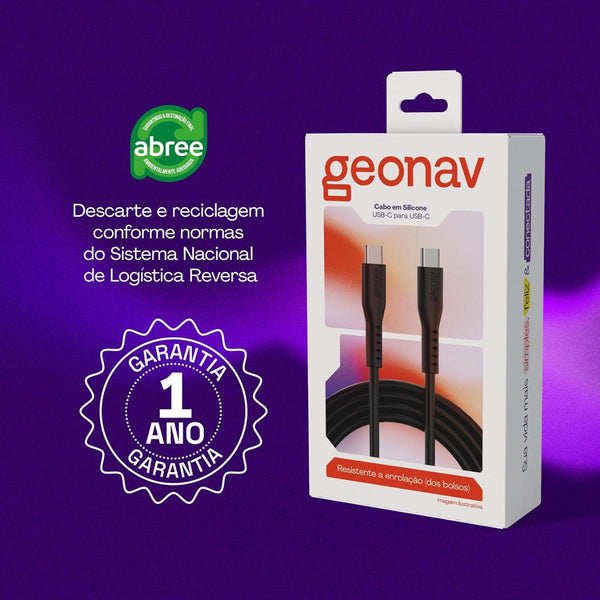 Cabo Usb-C Para Usb-C Preto Silicone 1,5M Esc06Sbk Geonav