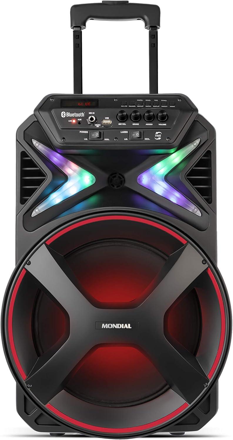 Caixa Amplificada Mondial Cm-400 400w Preto Vermelho