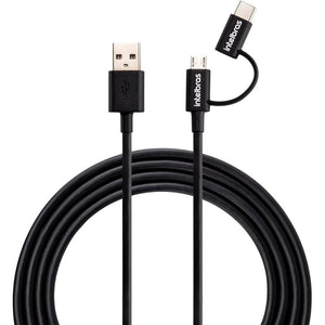 Cabo 2 em 1 Micro USB e USB-C Intelbras 1.2m Preto
