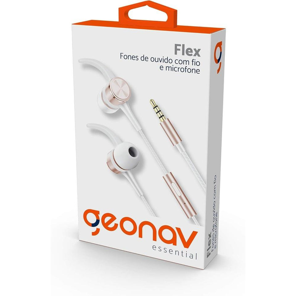Fone De Ouvido C/Fio  Microfone Rose Gold Geonav Esfnrg