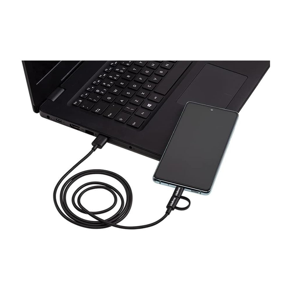 Cabo 2 em 1 Micro USB e USB-C Intelbras 1.2m Preto