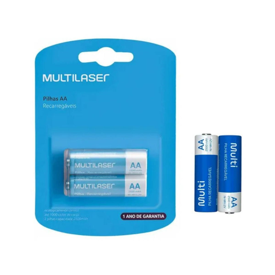 Pilhas Recarregáveis AA 2500mAh c/ 2 Unidades
