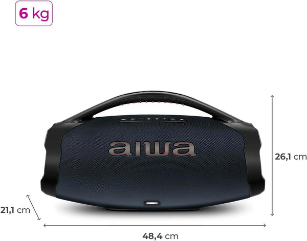 Caixa De Som Portátil Bt Aiwa Boombox Bbs-01Lb 200W 9531-01 Azul Meia Noite