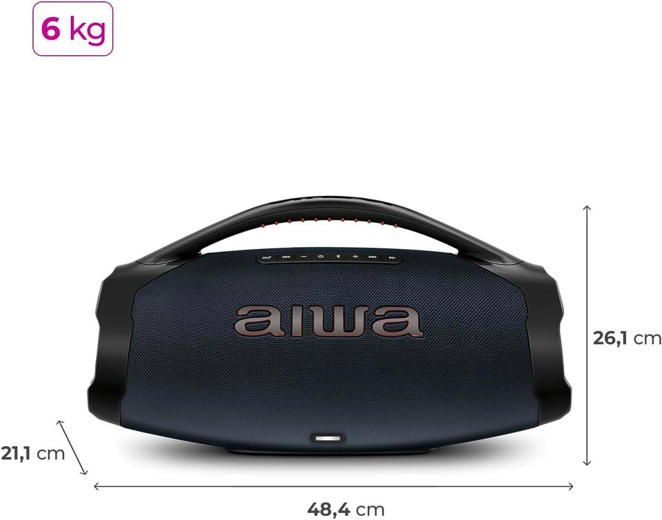 Caixa De Som Portátil Bt Aiwa Boombox Bbs-01Lb 200W 9531-01 Azul Meia Noite