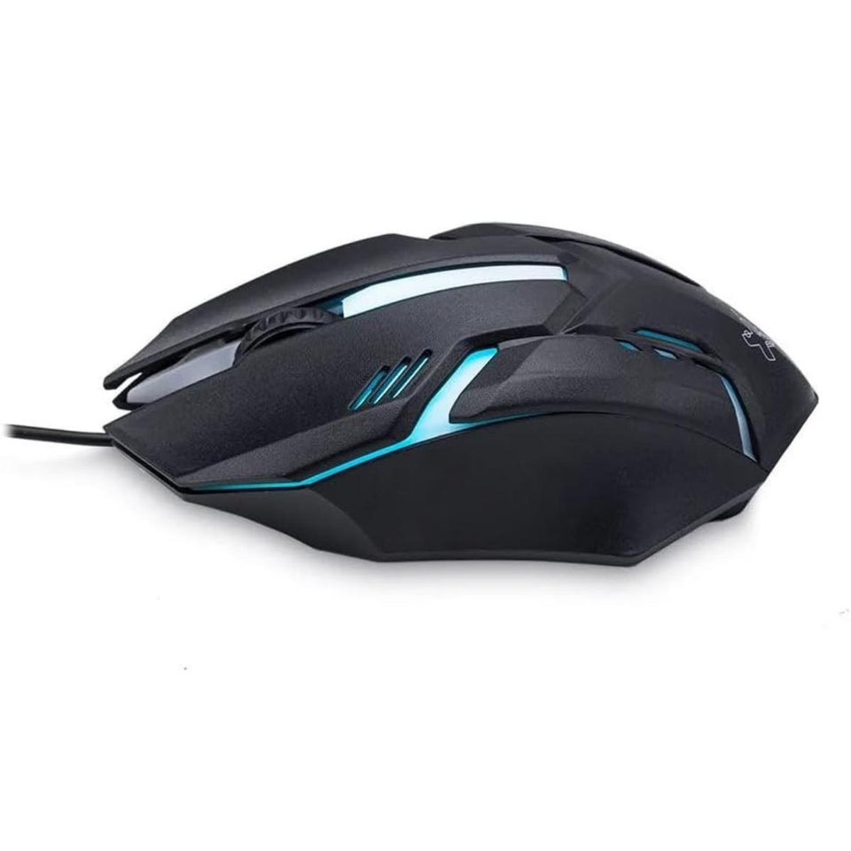 Mouse Com Fio Usb Preto/Azul Geek Max Maxprint