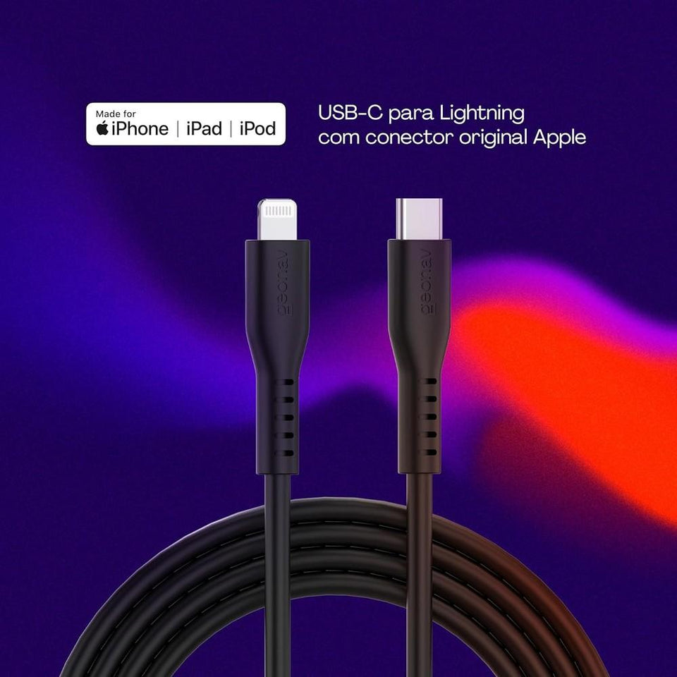 Cabo Usbc Para Lightning Preto Silicone 1,5M Eslicsbk Geonav
