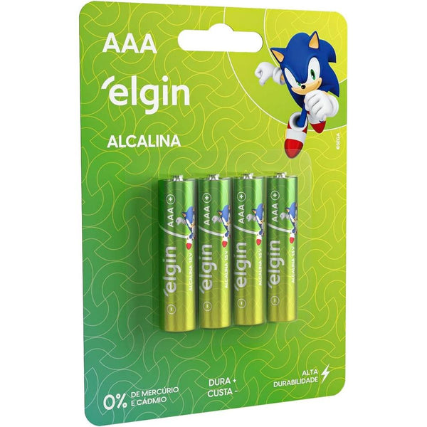 Pilha Alcalina AAA Elgin Blister c/ 4 Unidades